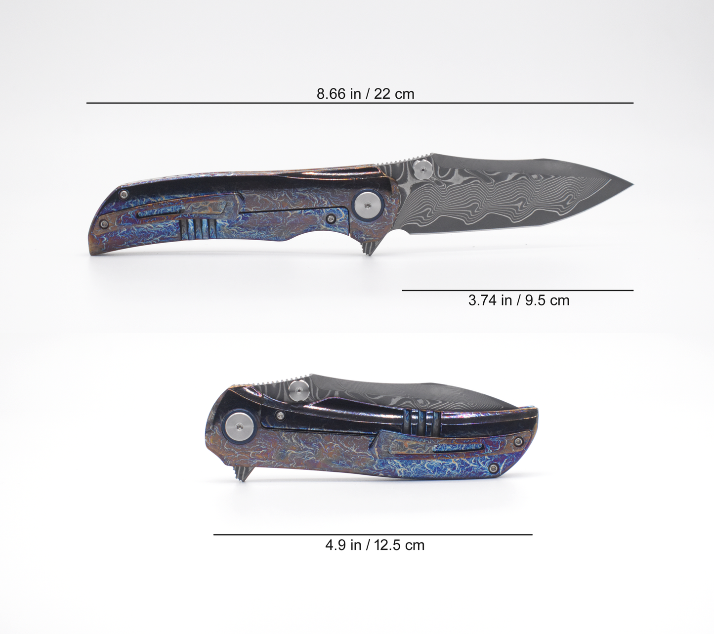 VG10 Damascus Pocket Knife – TC4 Titanium Handle
