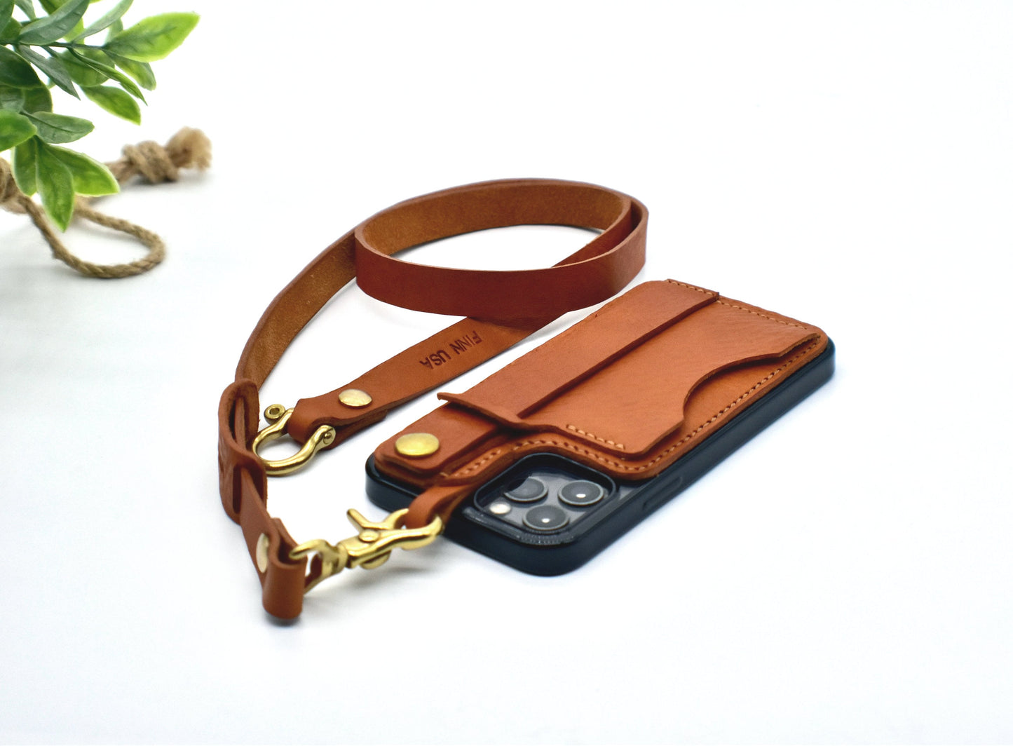Leather Lanyard - Solid Brass Hardware