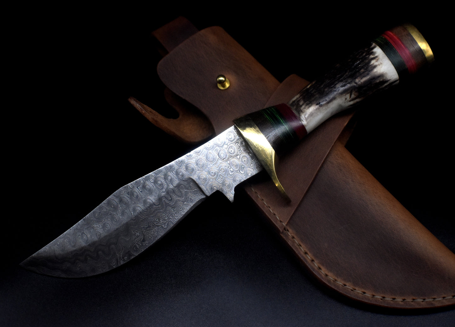 Damascus Hunting Knife – Stag Handle