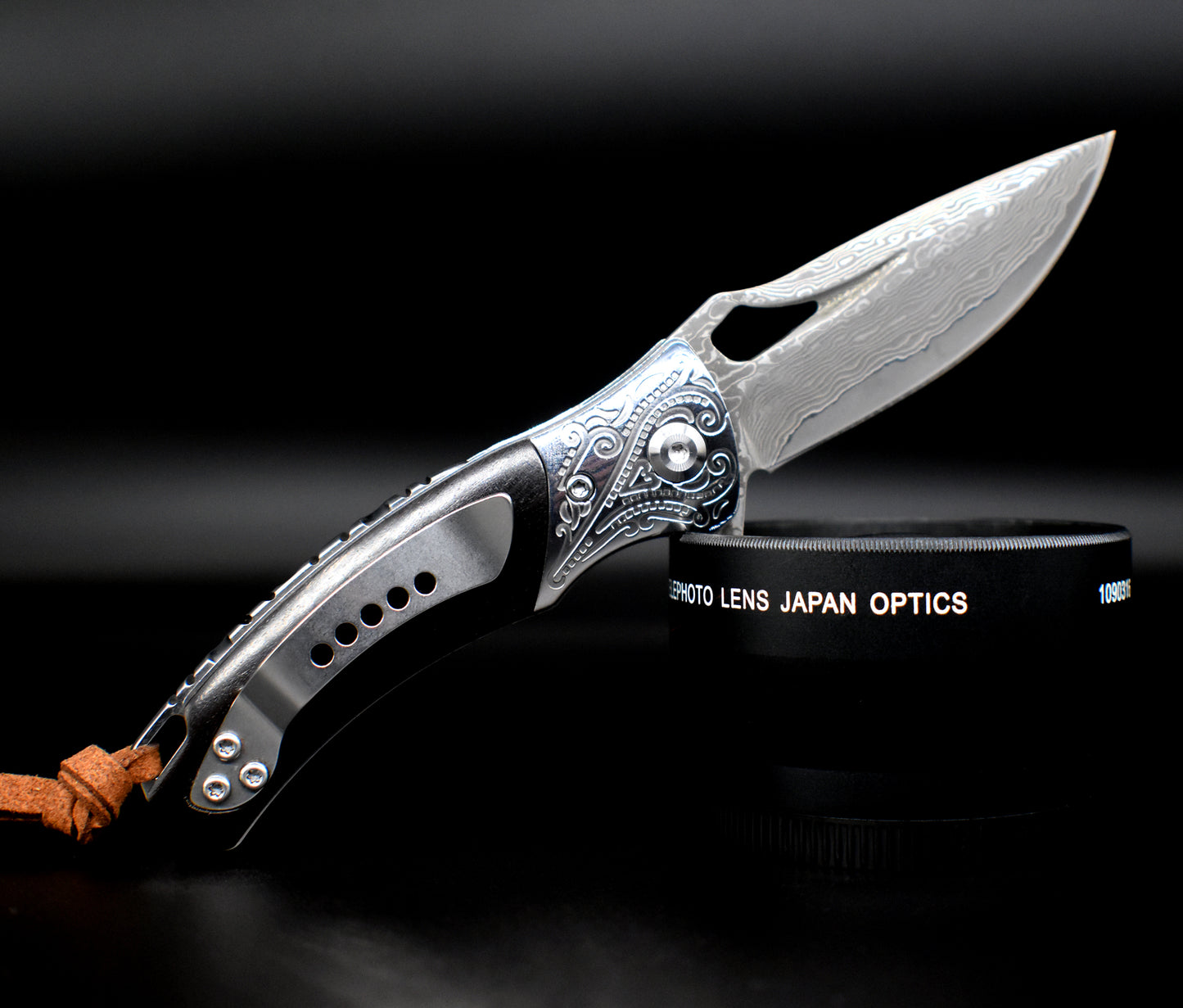 VG10 Damascus Pocket Knife – Ebony Wood Handle