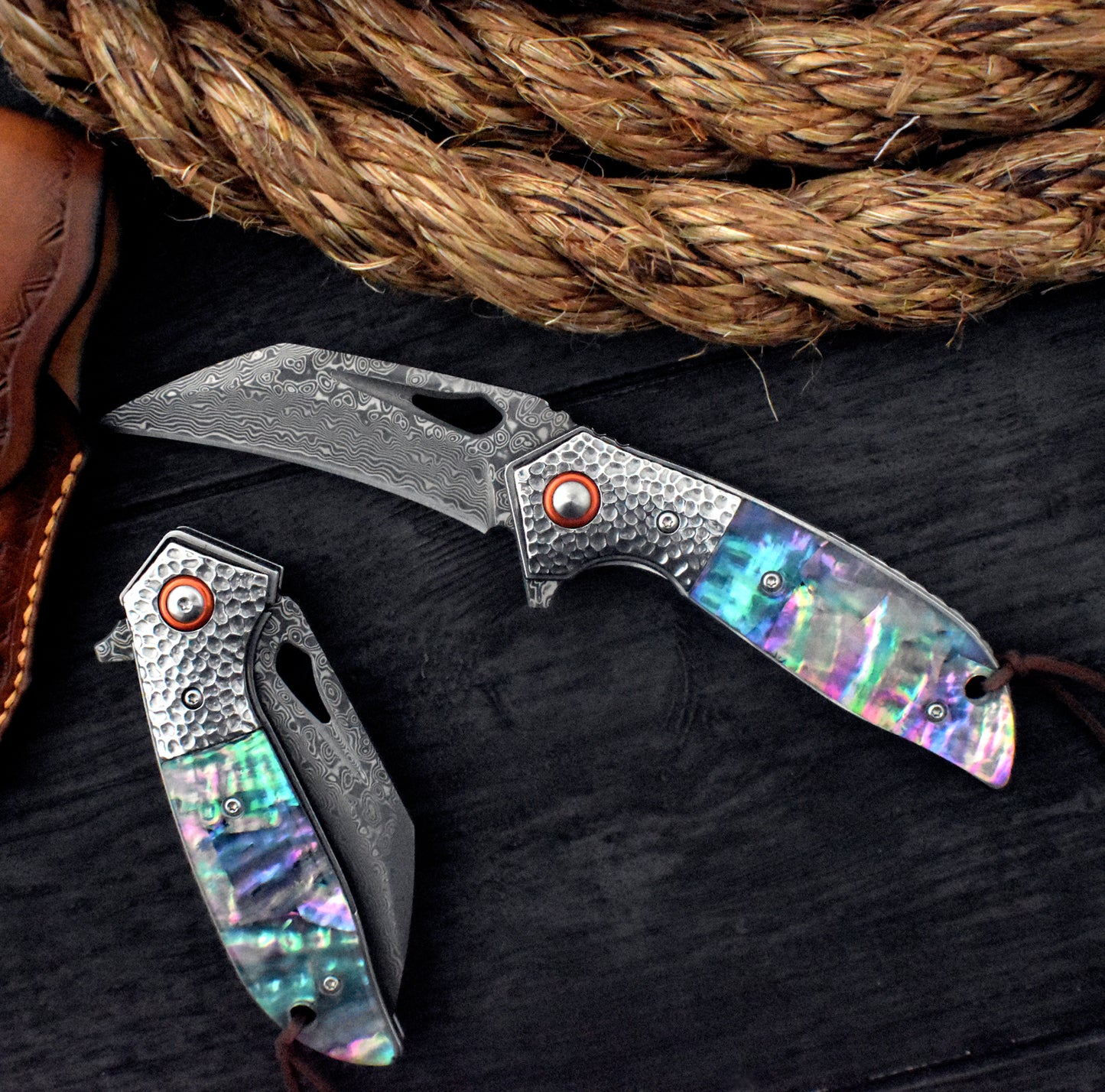 VG10 Damascus Pocket Knife – Abalone Handle