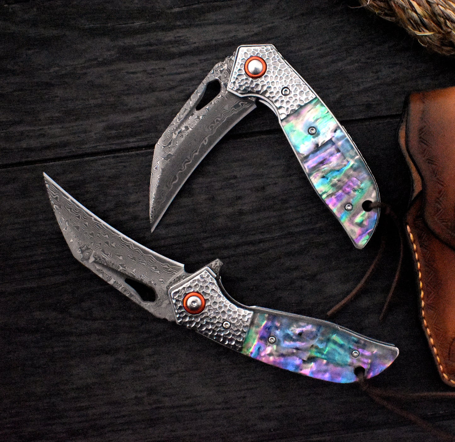 VG10 Damascus Pocket Knife – Abalone Handle