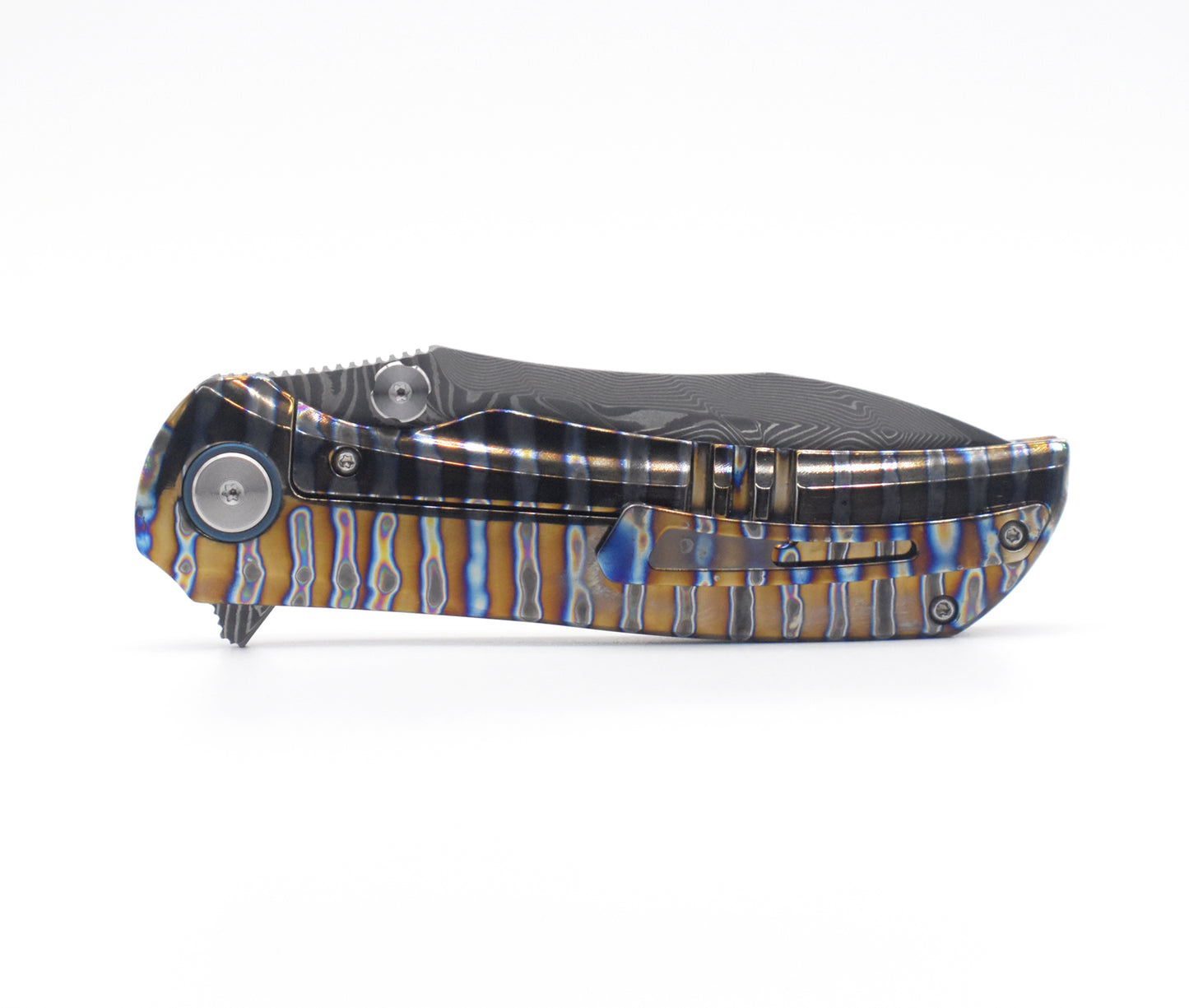 VG10 Damascus Pocket Knife – TC4 Titanium Handle