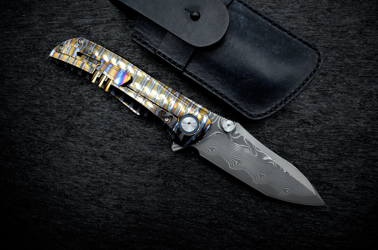 VG10 Damascus Pocket Knife – TC4 Titanium Handle