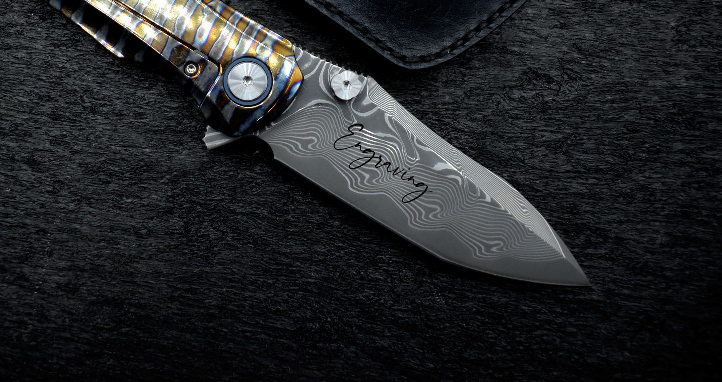 VG10 Damascus Pocket Knife – TC4 Titanium Handle