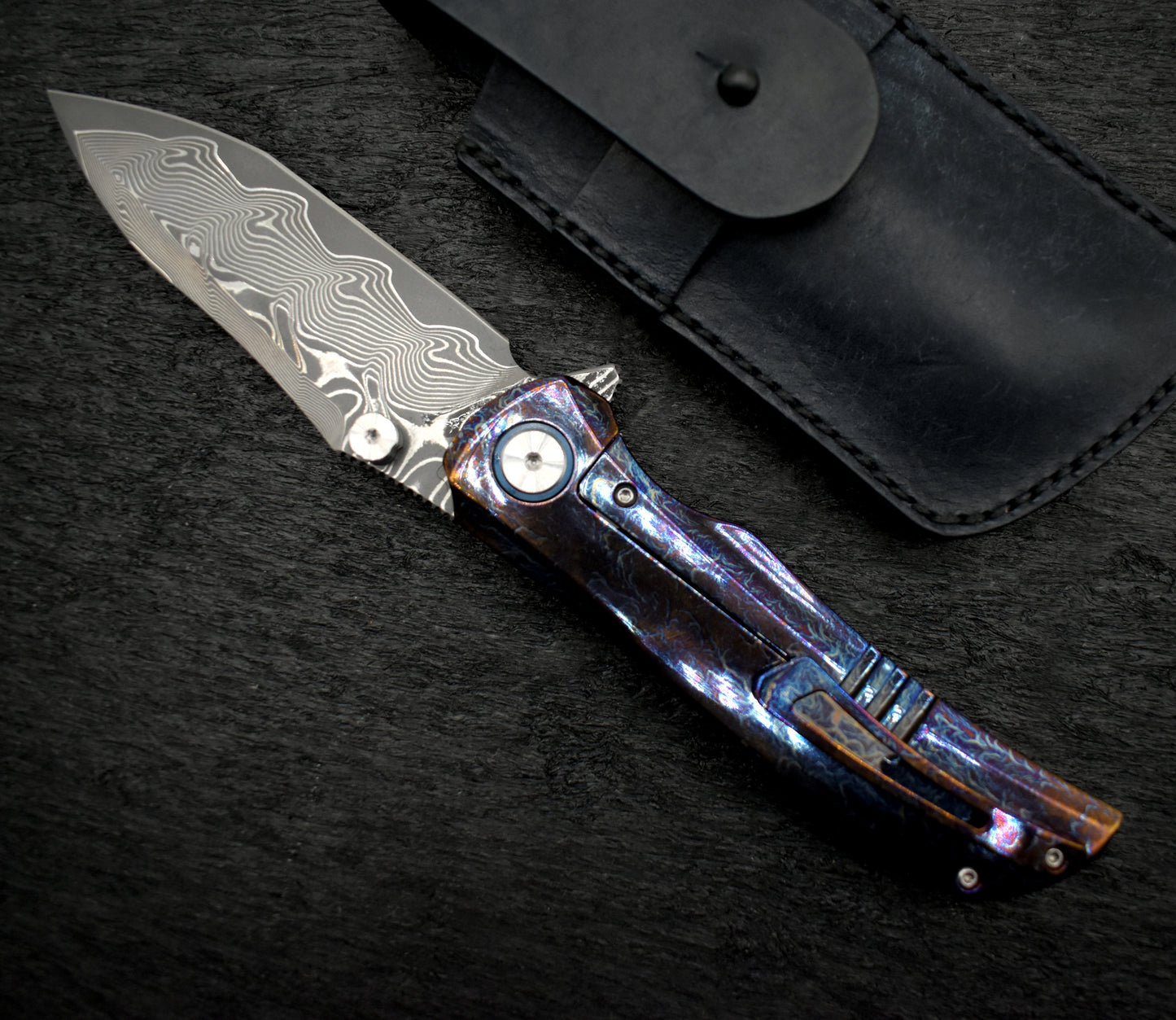 VG10 Damascus Pocket Knife – TC4 Titanium Handle