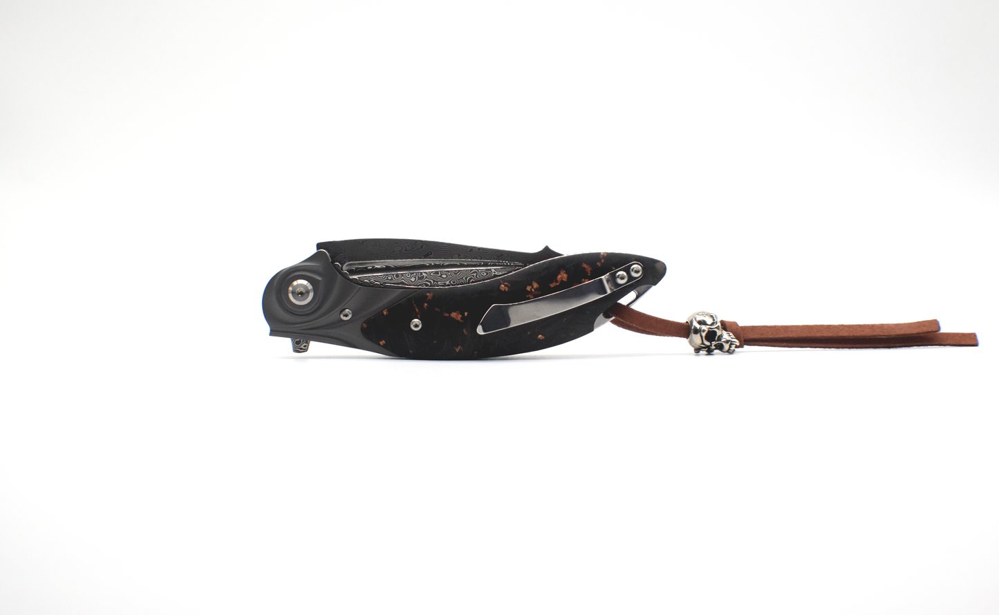 Damascus Pocket Knife – Carbon Fiber Handle with Gold Flakes