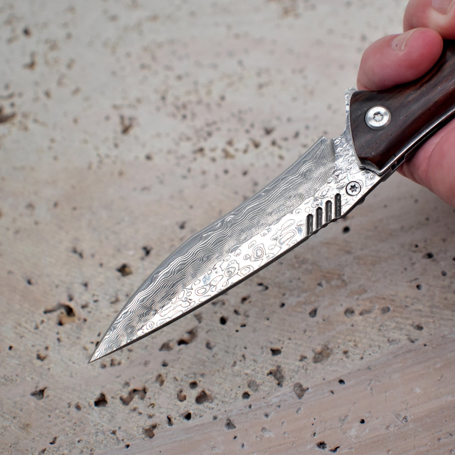 VG10 Damascus Pocket Knife – Rosewood Handle