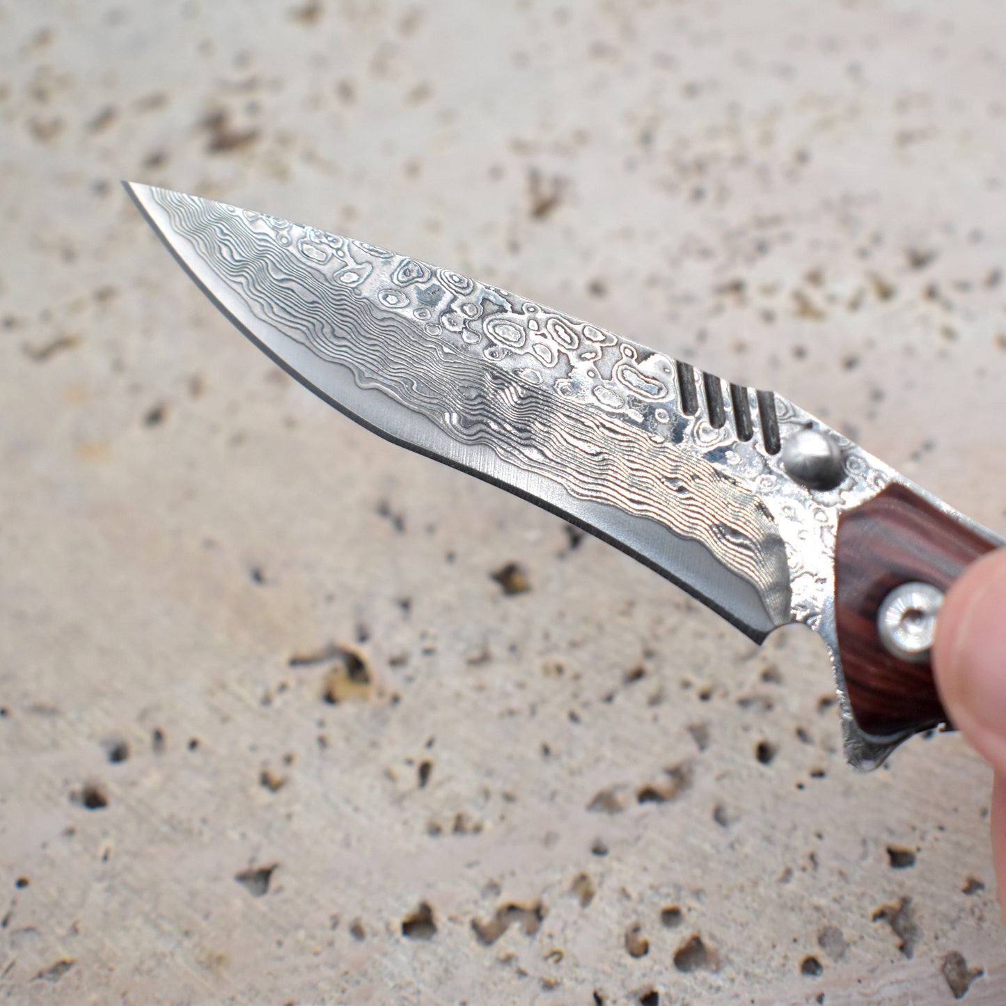 VG10 Damascus Pocket Knife – Rosewood Handle