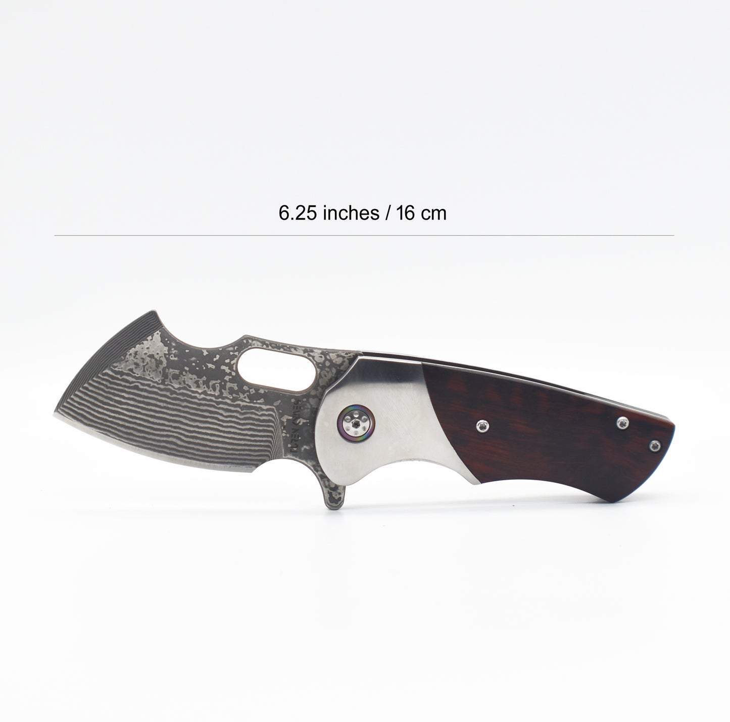 VG10 Damascus Pocket Knife – Snakewood Handle – Cleaver Blade