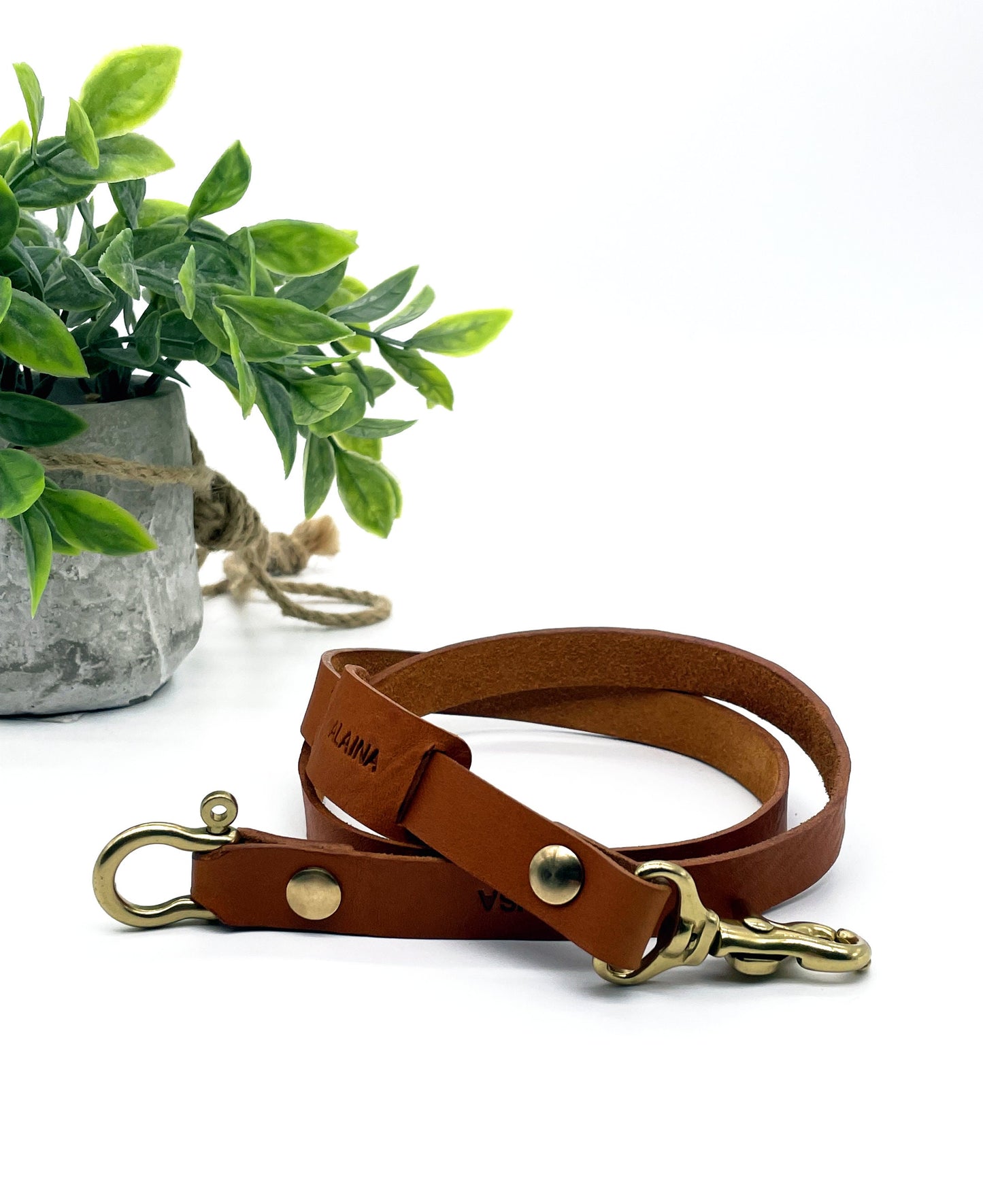 Leather Lanyard - Solid Brass Hardware
