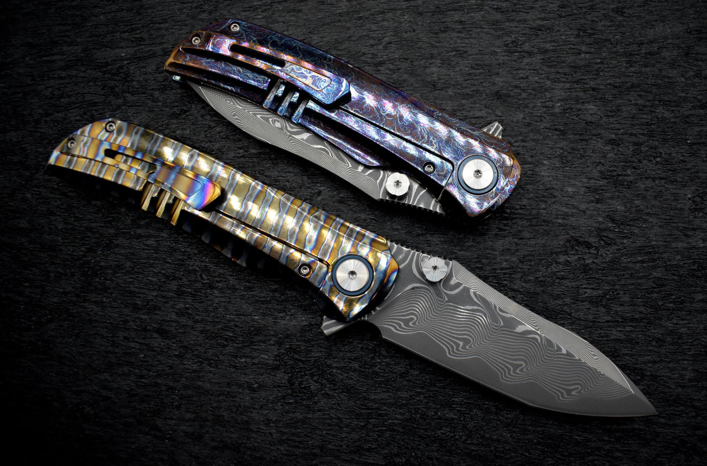 VG10 Damascus Pocket Knife – TC4 Titanium Handle